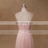 Front Split Peach Chiffon Bridesmaid Dress thumbnail-4