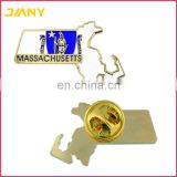 Customized Massachusetts Flag Pin, American State Shape of Massachusetts Lapel Pin