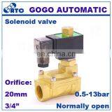 GOGO Normally Open 2 Way Pilot Diaphragm Brass Solenoid Water Valve Flow Control 3/4" BSP 220V 24V DC 20mm PX-20K NBR 0.5-13bar thumbnail-4