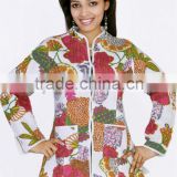 Indian Women Ethnic Cotton Katha Hand Work Wool Jacket Designer Handloom Coat Dress