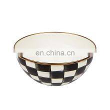 Factory Wholesale Custom Logo Metal Steel Salad Mixing Cash Enamel Dog Bowl With Covers thumbnail-4