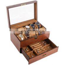 Wholesale Custom Logo Luxury Black Wooden Watch Packaging Single Storage Display Case Wood Box With Glass Window for 10 Watches thumbnail-1