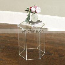 Custom Acrylic Hexagon Clear Acryliy Sofa Table thumbnail-2