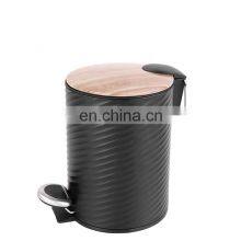 5 Liter Iron Powder Coating Pedal Bin Embossing Body Design Trash Can for Home Office and Kitchen Use Black Waste Bin thumbnail-2