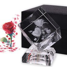MH-F0200 3d laser angel etched Crystal cube paperweight