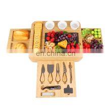 Bamboo Wood Charcuterie Board Cheese Serving Platter With Slide-Out Drawer thumbnail-2