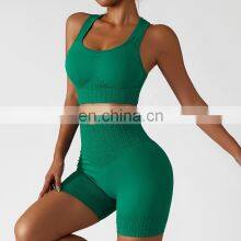 Seamless Sexy Special Texture Sports Bras Factory Sale Fitness Wide Straps Yoga Tops thumbnail-2