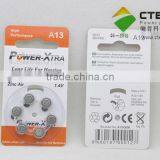 1.4V A13 Zinc-air Button Battery in Blister Card for Hearing Aid thumbnail-2