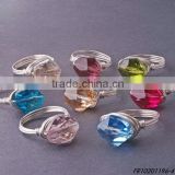 Clear crystals wire wrapped rings --Multi color stone ring