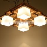 natural wooden ceiling lamp glass shade warm light wood lamp