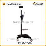 Height Adjustable Black / Silver Floor Standing LCD LED TV Stand for 25-55 Inches With Projector Tray and DVD Tray thumbnail-6