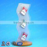 Newly Design Acrylic Cigarette Display Stand With Wood Base