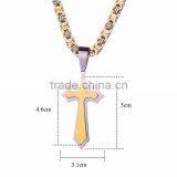 Retro European And Amerian Style Titanium Steel Gold Inlaied Silver Cross God Pendant Chain Necklaces For Christianity Church thumbnail-2