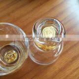 3D Gold Foil Filled on the Bottom Sake Custom Shiny Clear Glass Small Cups thumbnail-5