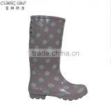 Rubber Rain Boot Women Fashion Boot Has Pink Ground With White Circle Printed