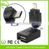 USB-A Female to Micro-USB Male Phone Adapter, Can be Rotated 360 Degrees