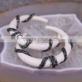 White / Black Resin Gem Pendant, Pave Crystal Twine Around Resin Horn Druzy Pendant thumbnail-3