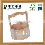 Home Decor Antique Primitive Wood Wooden Snack Bucket thumbnail-1