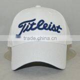 Professional Custom 6 Panel / 100% Cotton/white/blue Embroidery Trademark/baseball Cap