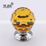 Solid Brass Base Honey Amber Diamond Cut Glass Pulls and Knobs for Cabinets thumbnail-3