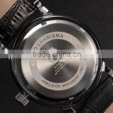 Golden Steel Case Black Dial Reloje Date Display Quartz Analog Leather Band Men Watch thumbnail-5