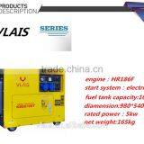 5kw Portable Slient Diesel Generator With HR186 Engine