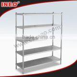 5 Layer Vertical Stainless Steel Metal Storage Shelf/Metal Rack Kitchen Stand Kitchen Shelf/Stainless Steel Kitchen Corner Shelf thumbnail-1