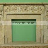 Beautiful Yellow Marble Floral Fireplace thumbnail-1