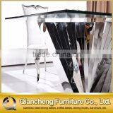 Fashion Stainless Steel Dining Table With Glass Modern Furniture thumbnail-3