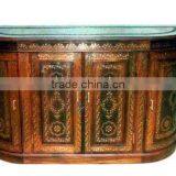 Carved Wood tv Stand With Cabinet, Vintage Style tv Stand Cabinets thumbnail-1