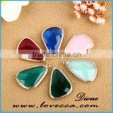 Wholesale Gold/silver Plated Glass Bezel Pendant ,glass Stones With Brass Frame thumbnail-3