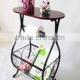 RH-02A Round Wood Top With Metal Frame Gramercy Scroll-Design Bathroom Table thumbnail-1