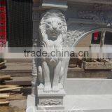 Home Decoration Italian Style White Marble Fireplace With Lion Head thumbnail-3