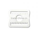 White Chin Strap Buckle in 1", Plastic Adjustable Buckle With Teeth, Plastic Adjustable Loop With Teeth in White thumbnail-3