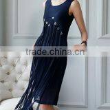 Fashion Clothing OEM Star Detailing Sleeveless Midi Women Tassels Dress thumbnail-2