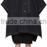 Newest Winter Women Dark Navy Oversized Cape Coat Made in China thumbnail-1