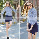 2015 Latest Design High Quality Crop Top Stripe Shirt for Women thumbnail-2