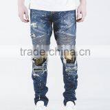 Spandex/Cotton Material and Washed Technics High Quality Men's Biker Jeans thumbnail-1