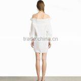 HAODUOYI Sexy Soil White Off Shoulder Women Dress Long Sleeve Sashes Wire Loop Ruffles Ladies Mini Vestidos for Wholesale thumbnail-2