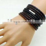 Multi Strand Braided Leather Bracelet With Magnetic Clasp, Unisex Wrap Leather Bracelet, Brown Color Leather Bracelet thumbnail-1