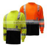 Cut and Sew Mens Long Sleeve Hi-vis Cheap Safety 100% Cotton Reflective T-shirt thumbnail-3