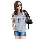 Korean style slim round neck long batwing sleeve women lace stitching plus size blank t-shirt