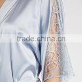 Latest Water Blue Soft Satin Night Robes Womens Half Long Sleeves Wrap Robes thumbnail-5