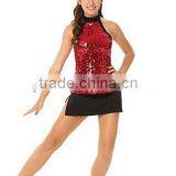 Red Sequins & Fringes Jazz Latin Dance Costumes For Girls thumbnail-1