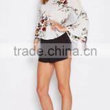 Fashion Blouse Design Floral Tie-Sleeve Off-Shoulder Top&blouse for Sale 2017 thumbnail-3