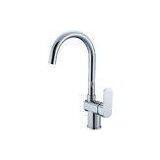 Deck Mounted Kitchen Sink Water Faucet With Single Lever , Brass Chrome Plated Mixer Taps