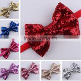 Glitter Sequin Bow Knot Arch with Gloss Stretch Elastic Headband for Babies
