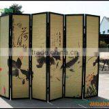 Colorful Elegant Folding Waterproof Canvas Screen Bamboo Folding Screen Sliding Doors Interior Room Divider GVLB03 thumbnail-6