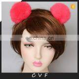 Fur Pompom Hair Bands for Girl Lady Fashion Style Real Fur Ball Accessory thumbnail-1