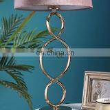 Factory Wholesale Living Room Lighting Custom Luxury Metal Bedside Lamps With Pink Lampshade thumbnail-6